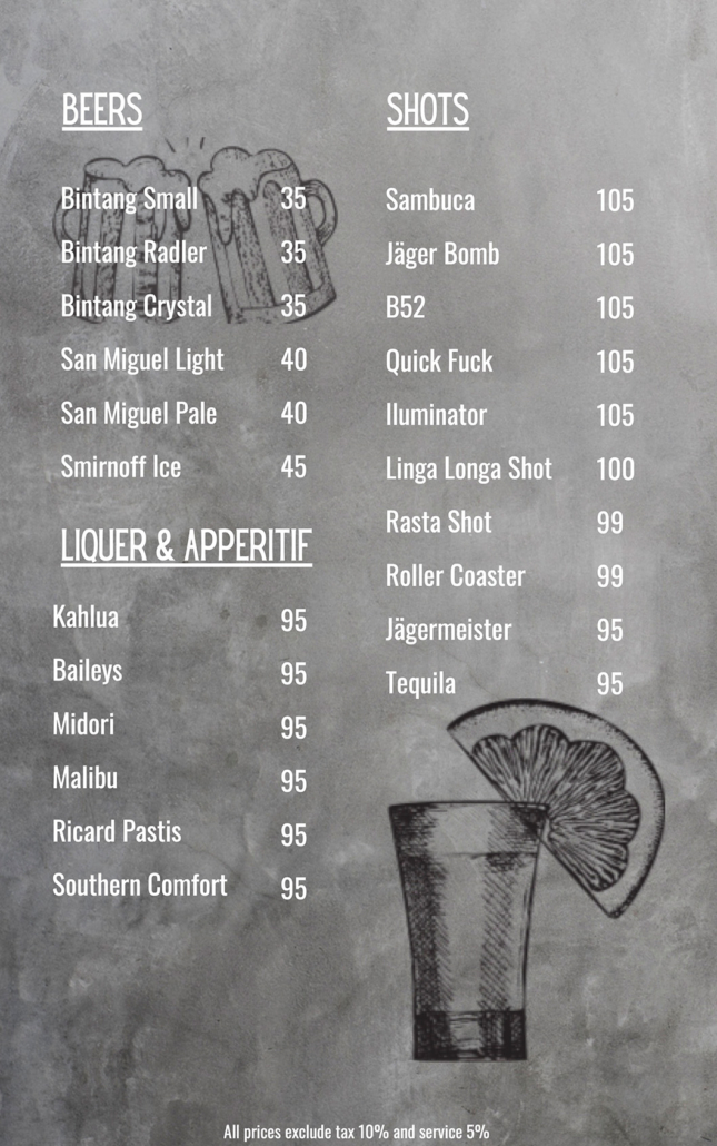 Beverage Linga Longa Bar Sanur, Menu, Beer