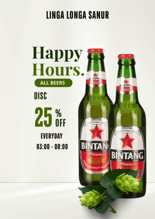 discount beer Sanur Bar, Linga Longa, happy hour