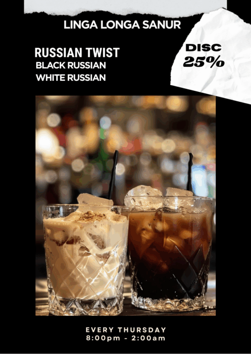 discount white russian, Sanur Bar, Linga Longa, happy hour